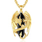 INFUSEU Unique Dragon Necklaces with Healing Crystal Stone for Men Women, Personalized Spiritual Gifts, 24 Inch Chain - color: Gold-Obsidian