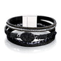 Fesciory Leopard Bracelet for Women, Boho Leather Wrap Multi-Layer Pearl Crystal Bracelet Bangle Jewelry - style: Black Stone(Short)