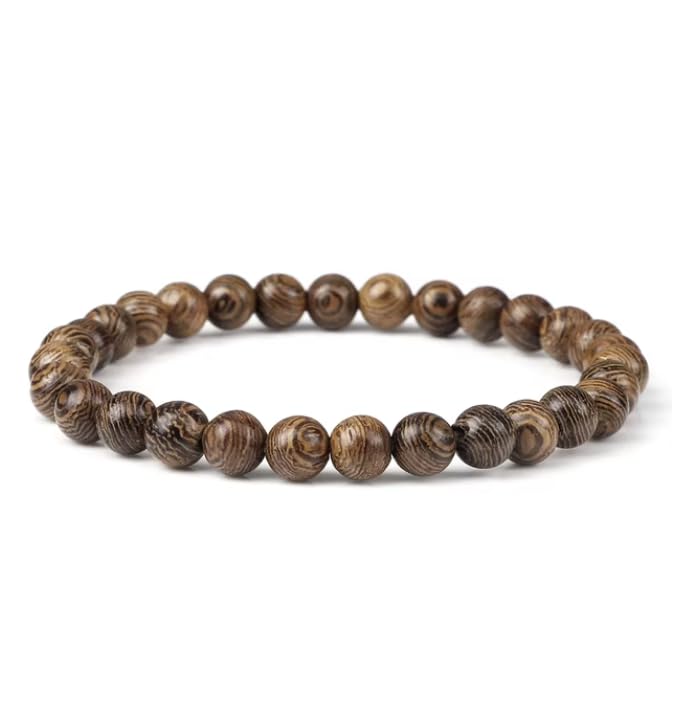 1PCS 6mm/8mm/10mm/12MM Wood Beads Elastic Bracelet Natural Stone Couple Bracelets BangleFriend