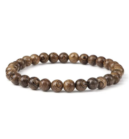 1PCS 6mm/8mm/10mm/12MM Wood Beads Elastic Bracelet Natural Stone Couple Bracelets BangleFriend