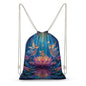 Chakra Yoga And Meditation Zen Lotusfloral Canvas Drawstring Backpack Lightweight String Bag for Sports Gym Travel Swimming Beach 30x40cm