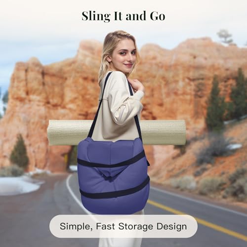 Syrinx Meditation Cushion Set – Zafu Yoga Floor Pillow with Knee Support Pads, Buckwheat Hull Filling, Carry Bag & Zabuton-Style Base - color: Blue