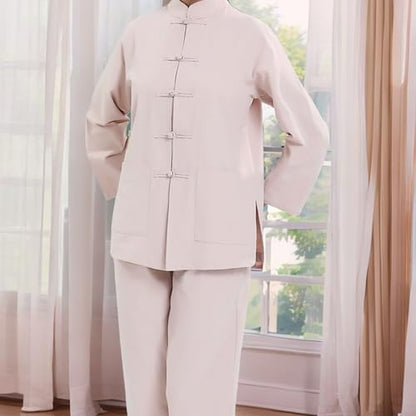 Meditation Clothing,Lay Buddhist Clothes for Women Buddhist Meditation Clothes Unisex Retro Buddhist Clothes Summer - color: Khaki, size: X-Large