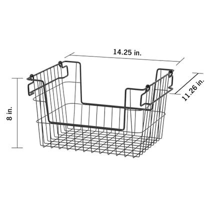 TRINITY 2-Pack Stackable Metal Wire Storage Baskets With Handles, Black, 14 Inches - color: Black, size: 14 Inches