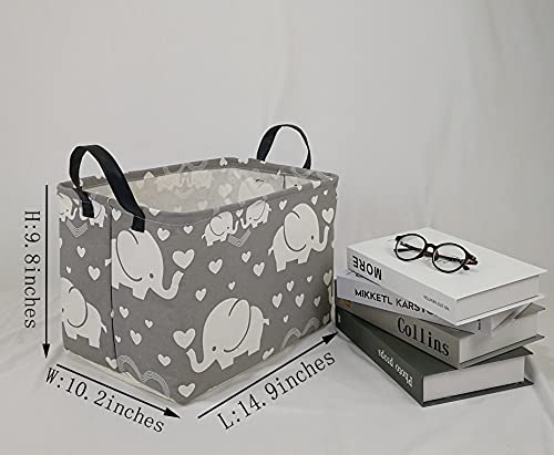 Storage Basket Home Shelf Basket Kids Organizer Box Clothes Laundry Hamper Nursery Bin Gift Laundry Basket with Handles for Home (love elephant) - color: Love elephant