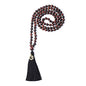 COAI OM Charm Hand Knotted Tassel 108 Mala Beads Necklace - color: Red Tiger Eye, size: 8mm
