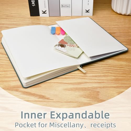 Lined Journal, 192 Pages, 5.7''x8.3'', 100 GSM Thick Paper, Hardcover Notebook for Work, Journaling Notebooks for Men, Women, Green