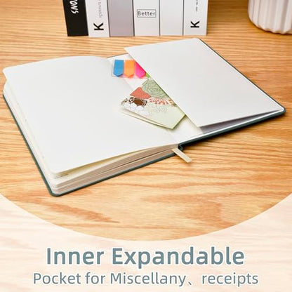 Lined Journal, 192 Pages, 5.7''x8.3'', 100 GSM Thick Paper, Hardcover Notebook for Work, Journaling Notebooks for Men, Women, Green