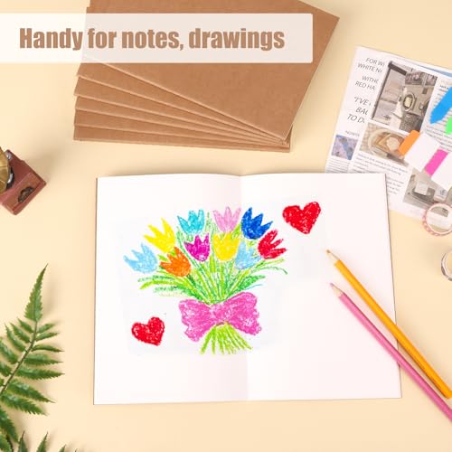 EOOUT 24 Pack Blank Kraft Notebooks, A5 Journals Notebook Bulk, Unlined Paper Sketchbooks, 8.3x5.5in 60 Pages Travel Journal Set for Journaling, Student, Kids, Writing - style: Blank-24pack