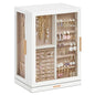 360° Rotating Jewelry Box with 7 Drawers, Spacious Vertical Jewelry Organizer with Glass Window, Jewelry Storage Case, Dustproof & Moisture-resistant Design, White