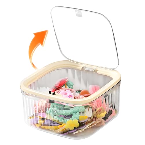 THMINS Hair Accessories Organizer for Girls,Small Plastic Storage Box with Lid for Kids Hair Clips,Ties,Bows&Jewelry,Stackable Dust-Proof Flip Top Container,Desktop Organizer(Clear) - color: Clear, size: Small 1 Pack