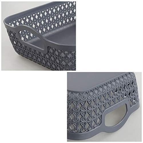Morcte Small Storage Basket, Plastic Mesh Organizer Basket (Grey, Set of 6)
