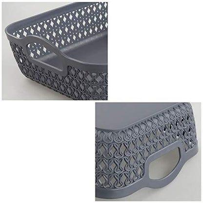 Morcte Small Storage Basket, Plastic Mesh Organizer Basket (Grey, Set of 6)
