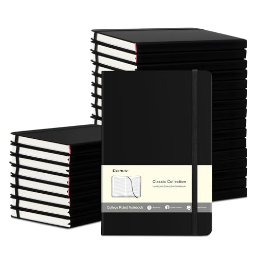Comix 24 Pack Lined Journal Notebooks for Work, 240 Pages, Medium 5.5" x 8.3", A5 Hardcover Journaling Notebooks for Business School Office, Notebooks for Notes-taking Writing - color: Black, size: 24 Pack