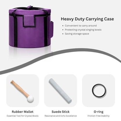 8 Inch G Note 432hz Throat Chakra Crystal Singing Bowl Healing Pure White with Carrying Case and Rubber Mallet Suede Strikers Oring - color: White G, size: 8 inch