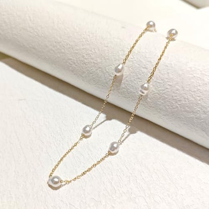 Zeffy Gold Pearl Beaded Bracelet for Women, 14K Gold Plated Jewelry Set With Paperclip Link Chain, Trendy Stack Bracelets - style: Double-Layered Pearl Bracelet