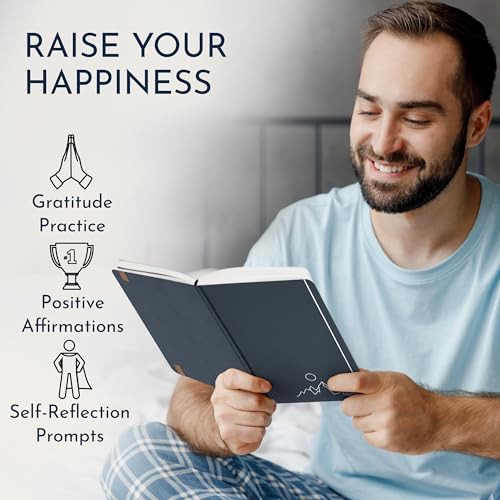 Premium Gratitude Journal for Men – 6 Month Guided Daily Prompts, Habit Tracker – Hardcover, 249 Pages, Lay Flat, 100gsm Paper – Mens Mindfulness Gifts, Mental Health, Self Mastery, Gift Boxed - color: Men - Gray