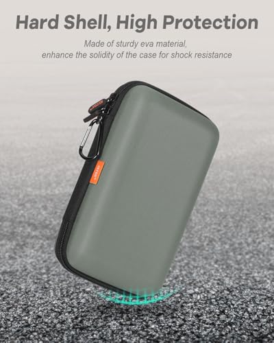 Gray-Green Hard Shell Carrying Case for External Hard Drive, Hard Disk, Power Bank, Charger, Cable, Cell Phone, Electronic Accessories - Larger Capacity Storage Pouch Shockproof Travel Case Bag - color: Gray-Green