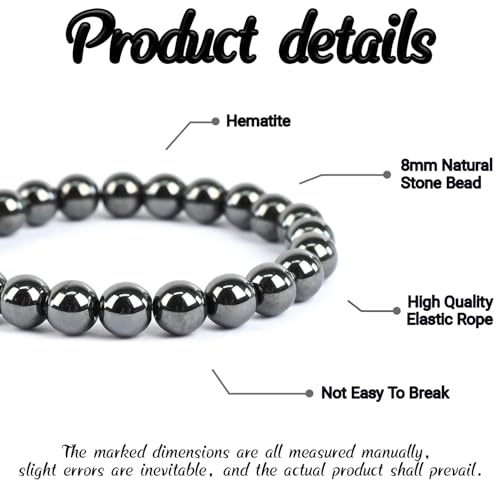 Natural Energy Healing Stone Charm Bracelet 8mm Natural Energy Healing Lava Rock Bracelet - Unisex - color: ZLY-hematite