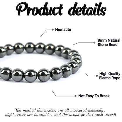 Natural Energy Healing Stone Charm Bracelet 8mm Natural Energy Healing Lava Rock Bracelet - Unisex - color: ZLY-hematite