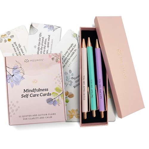 MESMOS Mindfulness Cards and Appreciate Pastel Pen Set. Self Care Gifts for Women, Stress Relief Gifts for Women, Inspiring Gifts for Women