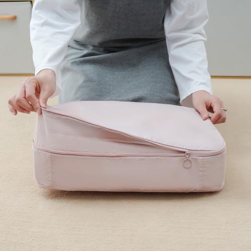 Storage Bag, Large Capacity Clothes Organizer with Handle, Travel Moving Clothing Storage Bag for Down Jacket Closet Quilts and Bedding (Pink, Medium) - color: Pink, size: Medium