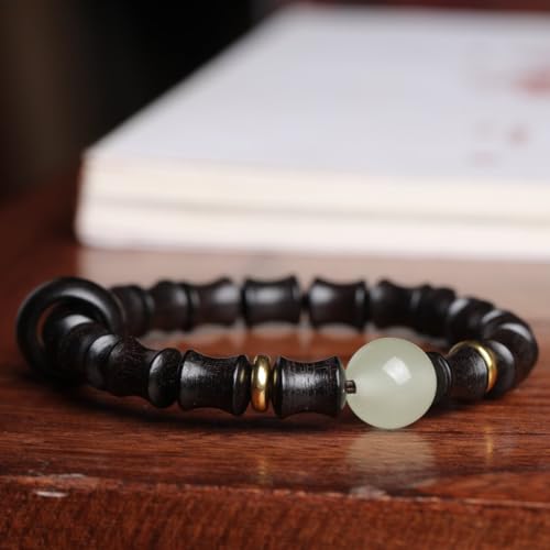Zen Dear Unisex Natural Ebony Wood Buddhist Prayer Bead Necklace Bracelet Tibetan Prayer Mala Beaded Black - style: 8mmx10mm 17bamboo beads