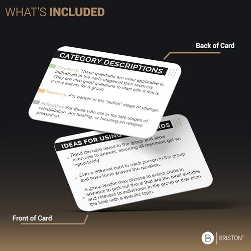Briston Overcome Addiction Recovery Flash Cards – 70 Therapy Question Cards for Group Counseling & Mental Health – Reflection Prompts for Sobriety, Relapse Prevention, Substance Abuse Recovery Support