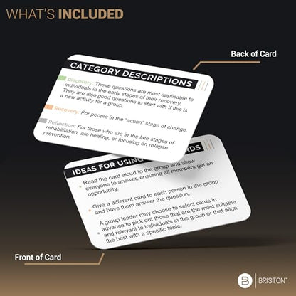 Briston Overcome Addiction Recovery Flash Cards – 70 Therapy Question Cards for Group Counseling & Mental Health – Reflection Prompts for Sobriety, Relapse Prevention, Substance Abuse Recovery Support