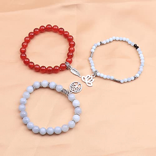 Tree of Life Yoga Healing Stone Bracelets,Multilayer Lotus Chakra Stone Reiki Bracelet Sets,Anxiety Crystal Natural Stone,for Women Stress Relief - style: Aquamarine + Onyx