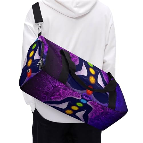 Seven Chakra Yoga Meditation Lotus Purple Mandala Large Capacity Portable Fitness Bag, Easy to Carry - color: Seven Chakra Yoga Meditation lotus purple man