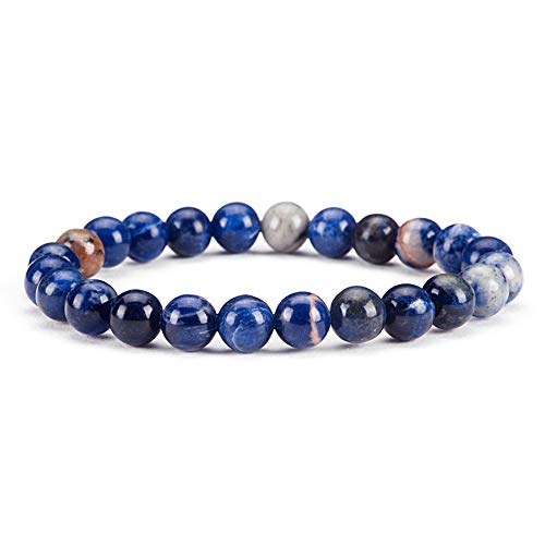 Cherry Tree Collection Gemstone Beaded Stretch Bracelet 8mm Round Beads 7" - color: Orange Sodalite