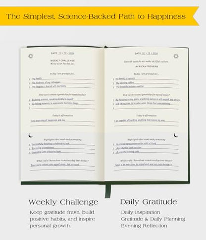 The Original Gratitude Journal with Inspiring Prompts & Quotes for Mindfulness, Reflection & Personal Growth - Daily Wellness Journal for Men & Women - Luxurious Earth Green Cover - color: Earth Green