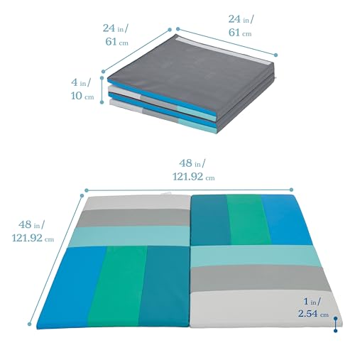 ECR4Kids SoftZone Turning Tiles Folding Activity Play Mat, 48in Square, Baby Essentials, Contemporary - color: Contemporary