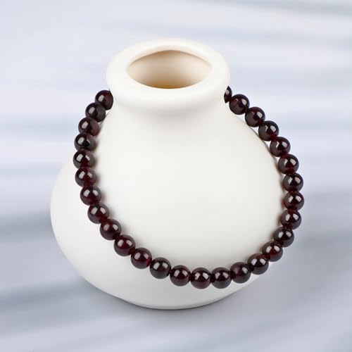 LPBeads Handmade Natural Gemstone Stretch Elastic Bracelet Healing Crystal Round Stone Beads Jewelry Gifts for Women Men - color: Garnet, size: 6mm