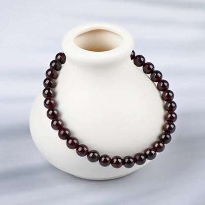 LPBeads Handmade Natural Gemstone Stretch Elastic Bracelet Healing Crystal Round Stone Beads Jewelry Gifts for Women Men - color: Garnet, size: 6mm