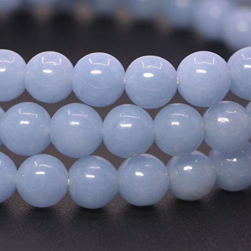 Justinstones Gem Semi Precious Gemstone 6mm Round Beads Stretch Bracelet 6.5 Inch - color: Angelite