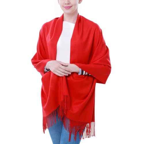 Pashmina Scarf and Shawl - Soft Women Pashminas Wrap for Wedding Evening Party dresses - color: R#. Red