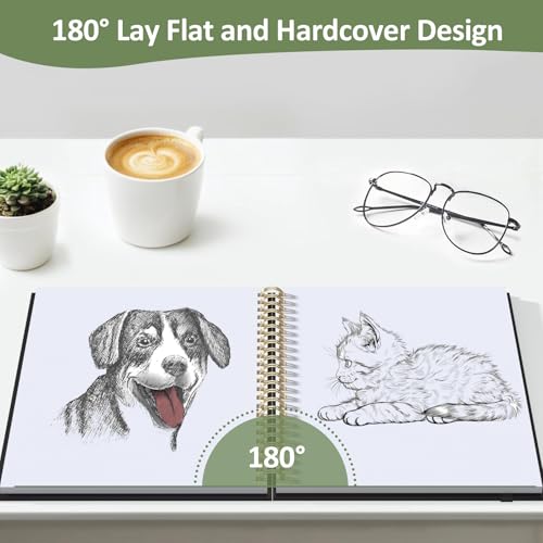 Forvencer 2 Pack Blank Spiral Notebook, 8"x 5.6"Hardcover Sketch Book, 100GSM Thick Paper, Art Sketchbook for Women & Adult, 100 pages / 50 Sheets Drawing Book Journal for School Office Drawing, Green - color: Green