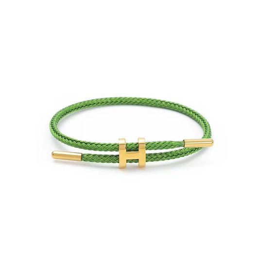 OSIRIDEH2 Bracelet with Adjustable Design Polished H Shape Buckle, Bracelets for Women, 18k Gold-plated Buckle Design Titanium Steel Wire Rope Women's Gift Jewelry - color: green gold