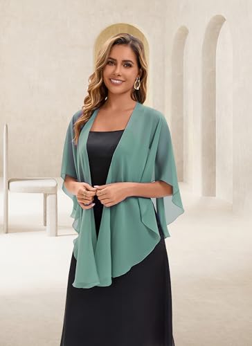 Baoqiya Chiffon Shawl Evening Scarf Shawls and Wraps for Women Wedding Party Bridal Scarves Cover Ups - color: Bean Green