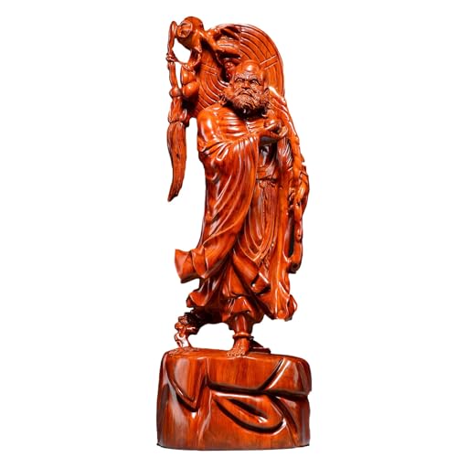 Bookshelf Decor Wooden Carving Buddha Statue Ornaments Home Japanese Zen Entrance Decorative Furnishings Mahogany Crafts Desk Statues(21.65in) - color: 21.65in