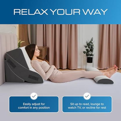 Kolbs Bed Wedge Pillow for Sleep Apnea, FSA Eligible Acid Reflux, and Back Pain Relief, with Chic Jacquard Cover - Headboard Wedges for Sleeping (4 Piece Wedge Set) - size: 4 Piece Wedge Set