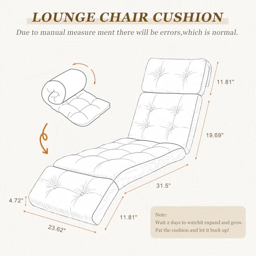 Outdoor Chaise Lounge Chair Cushion 75.1 x 23.6 x 4.7in, Waterproof Replacement Cotton Patio Thickened Pool Lounge Chair Cushion with Ties for Patio Outdoor Furniture,Tropical Leaf - color: Tropical Leaf