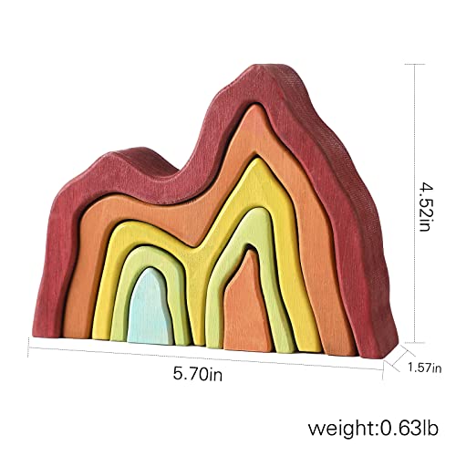 JETM·HH Wooden Rainbow Stacking Toy | House Bulding Block | Montessori Geometry Educational Stacking Game | Learning Educational Toys for Kids Baby Toddler（Volcano） - color: Volcano