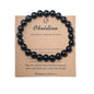 Pingyongchang Stress Relief Anxiety Yoga Bracelet,Crystal Stone Mantra Bracelets for Women Natural Beaded birthday Gifts Inspirational Bracelet for Men - color: Obsidian