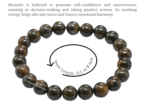Amazing Gemstone Crystal Bracelet for Women Men's Gifts - Protection Healing Crystal Bracelet - 8mm Gemstone Beaded Stretchable Bracelet Pulseras Para Hombres Mujer Stocking Stuffers Mothers Day Gift (Bronzite) - color: Bronzite