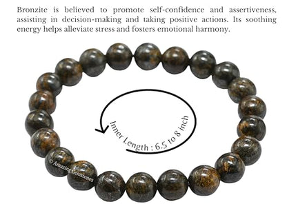 Amazing Gemstone Crystal Bracelet for Women Men's Gifts - Protection Healing Crystal Bracelet - 8mm Gemstone Beaded Stretchable Bracelet Pulseras Para Hombres Mujer Stocking Stuffers Mothers Day Gift (Bronzite) - color: Bronzite
