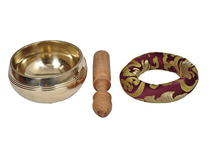 Tibetan Meditation Singing Bowl - With Mallet & Silk Cushion
