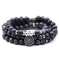 108 Mala Beads Bracelet Necklace - Gemstone Prayer Beads with Lotus Charm for Meditation & Yoga - style: Labrodrite